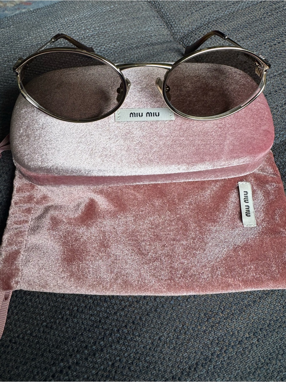 Miu Miu Pink Velvet Sunglasses Case and Pouch
